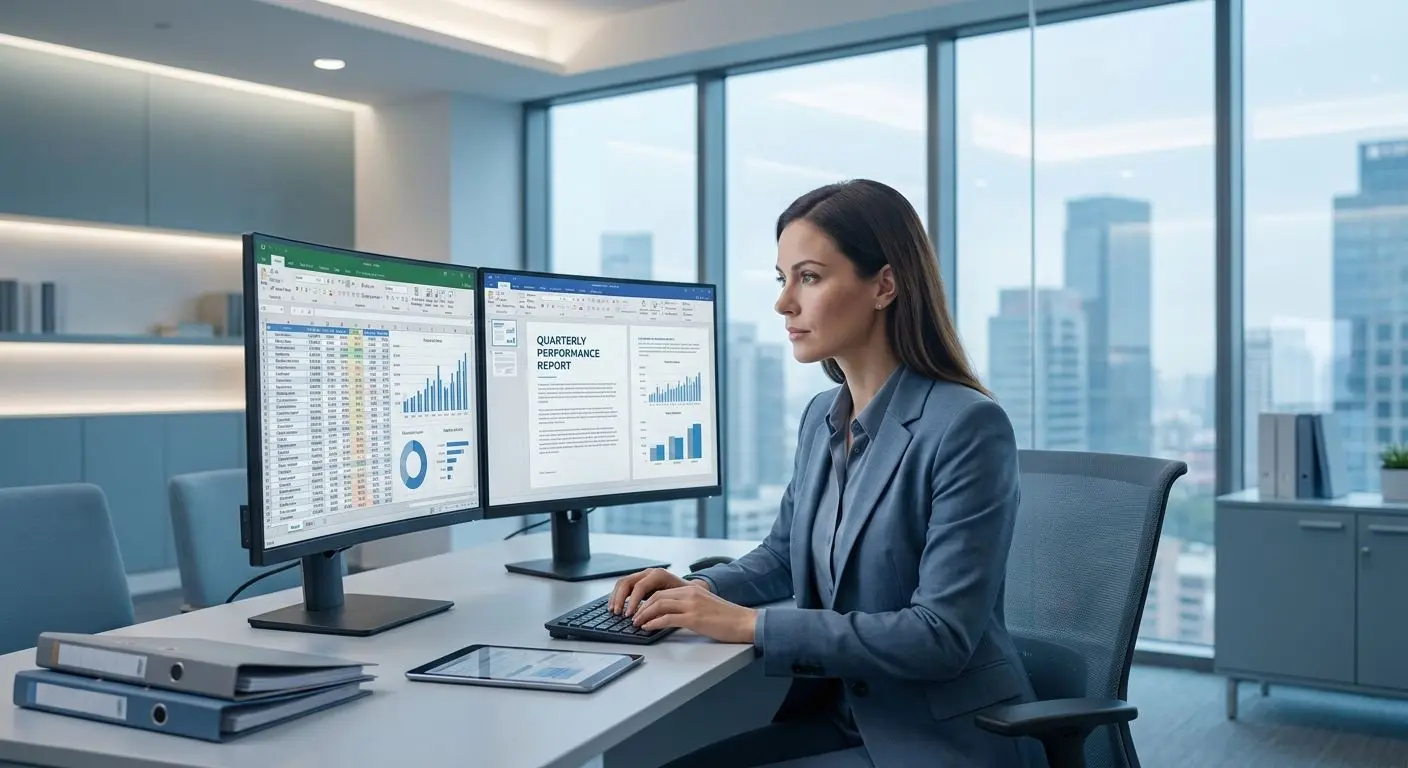 Illustration eines Analysten im Corporate- und Datenkontext