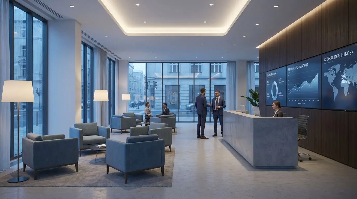 Moderne Corporate-Office-Umgebung als Illustration zum Unternehmenssitz