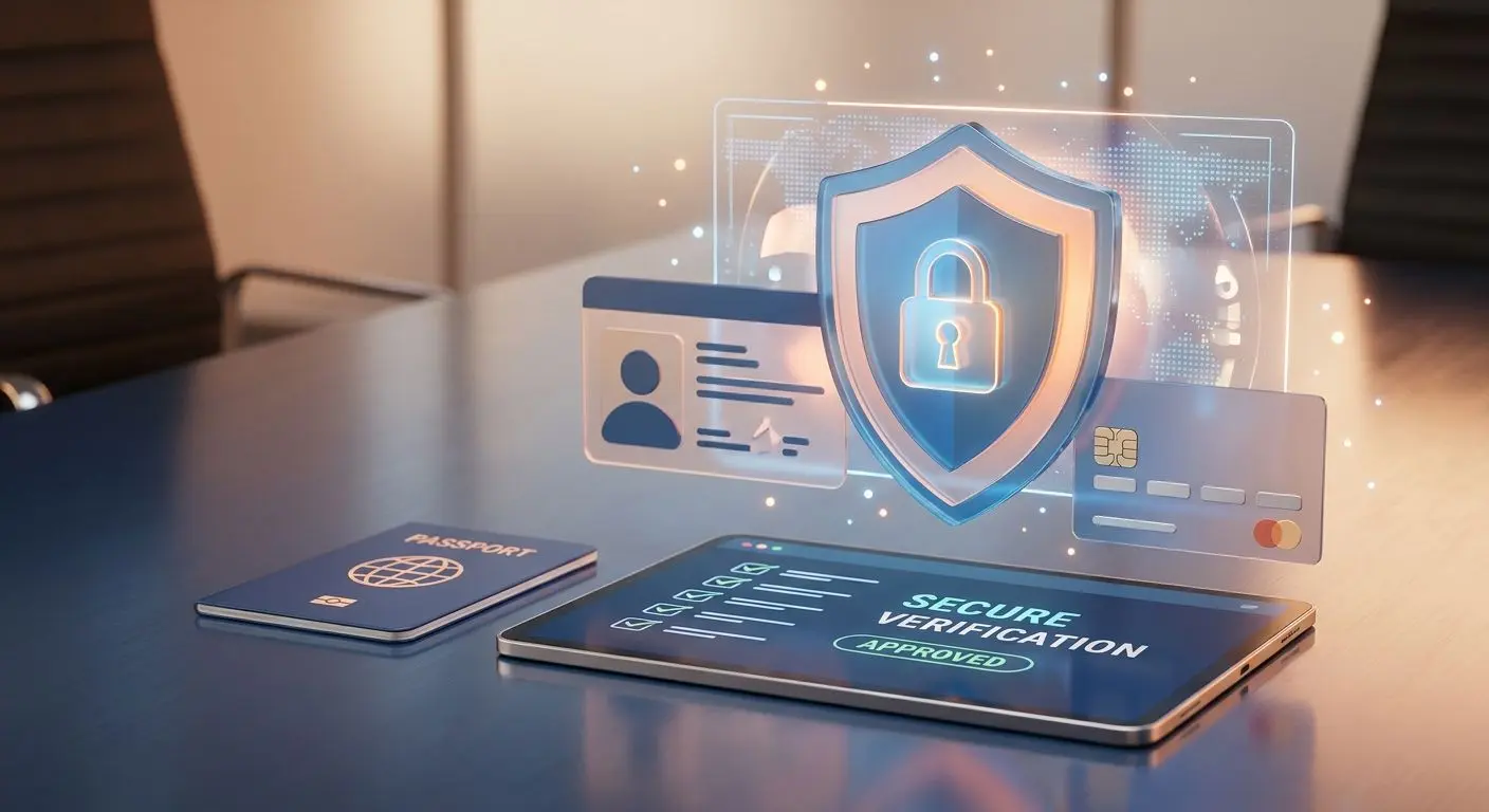 Sicherheit und Verifizierung bei Banküberweisungen mit Dokumenten und Schutzsymbol